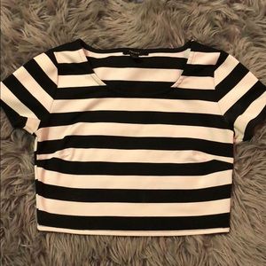 Black and White horizontal stripped Crop Top!